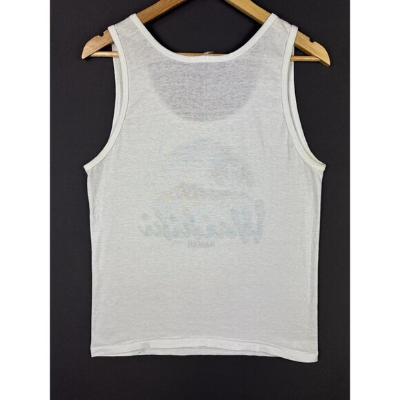 Vintage 1988 Waikiki Beach Hawaii White Tank Top Fits Small Nature Earth Art - Picture 2 of 10